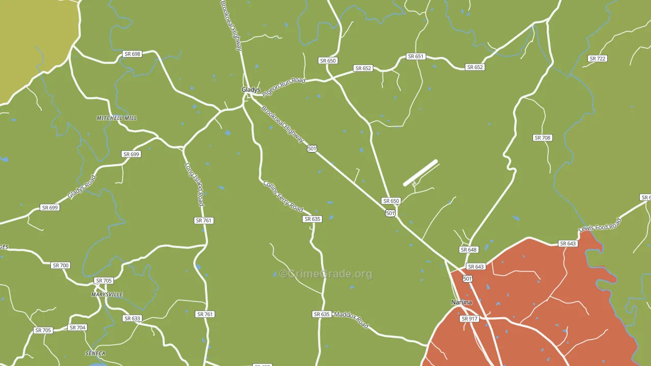 Gladys, VA Map of Drug-Related Crime Rates