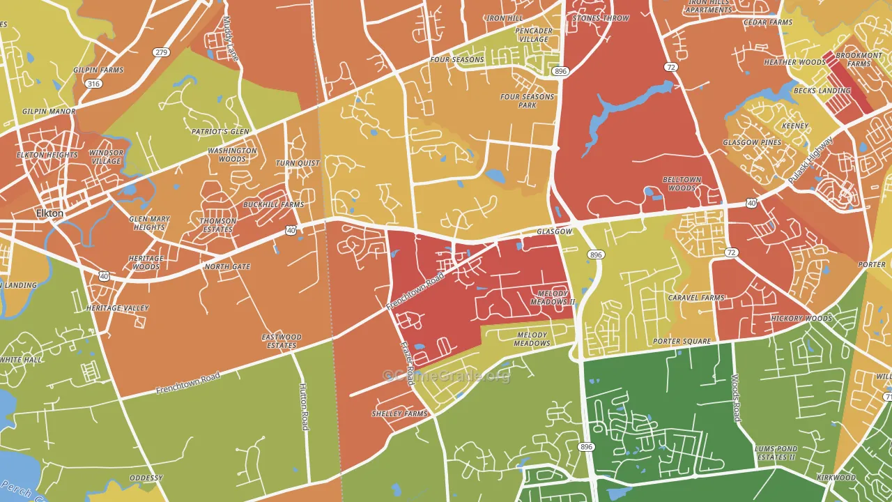 Glasgow, DE Map of Drug-Related Crime Rates