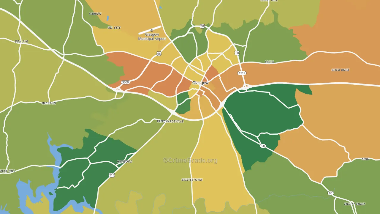 Glasgow, KY Map of Drug-Related Crime Rates