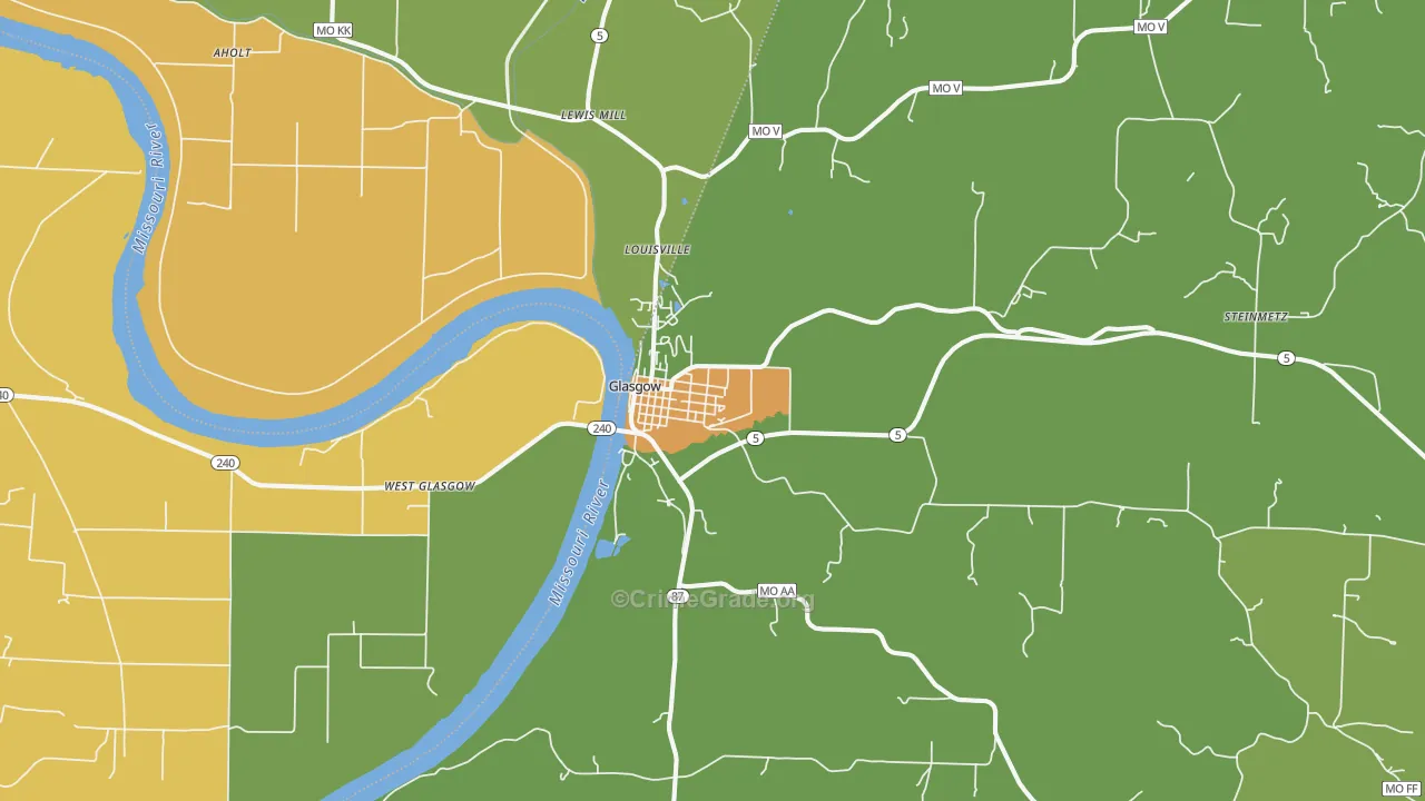 Glasgow, MO Map of Drug-Related Crime Rates