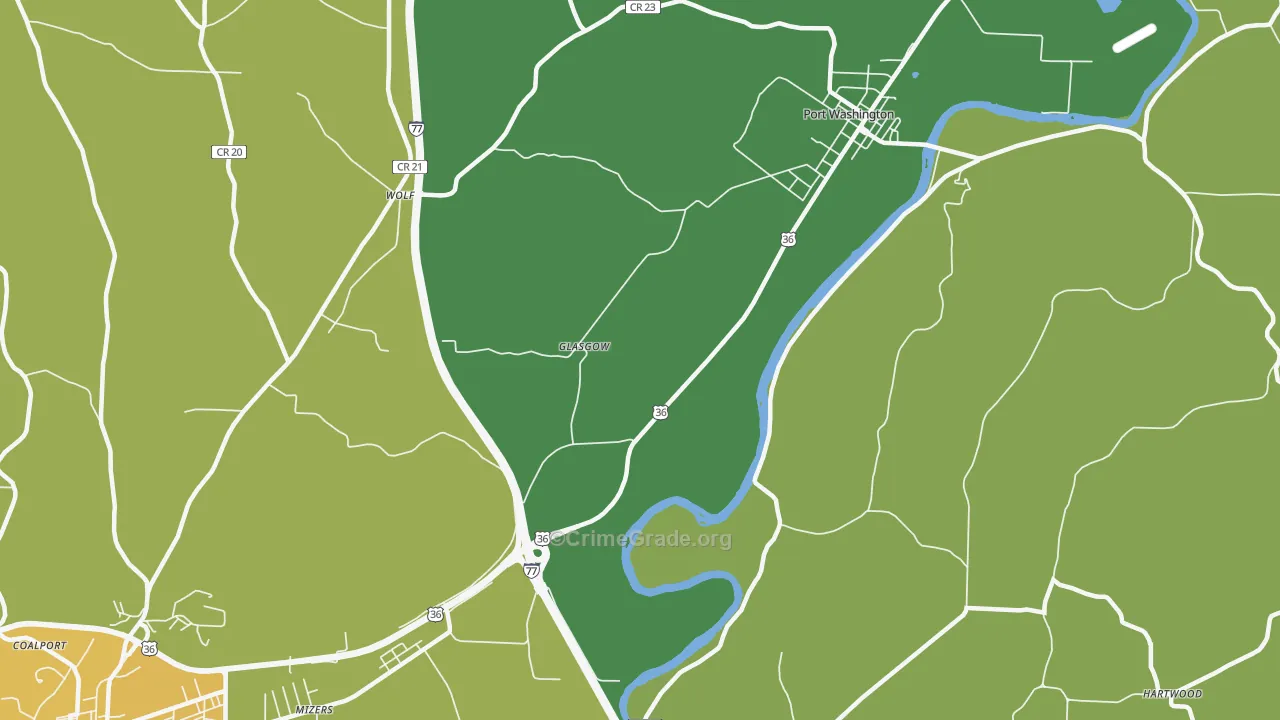Glasgow, OH Map of Drug-Related Crime Rates
