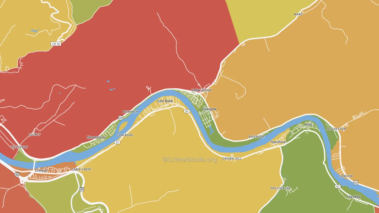 Glasgow, WV Map of Drug-Related Crime Rates