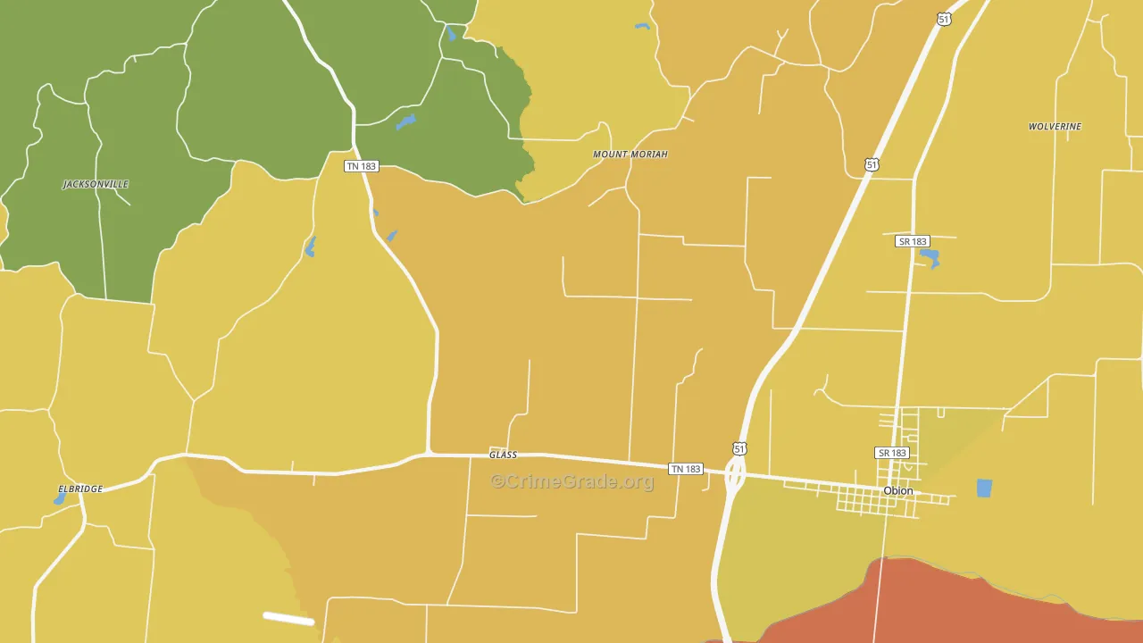 Glass, TN Map of Drug-Related Crime Rates