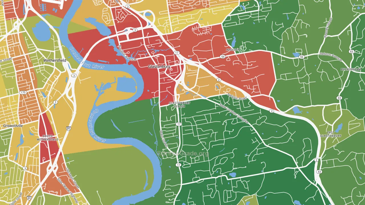 Glastonbury Center, CT Map of Drug-Related Crime Rates