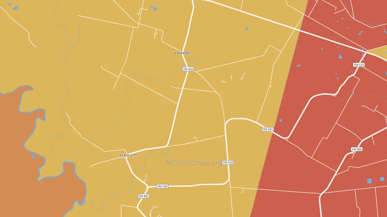 Glaze City, TX Map of Drug-Related Crime Rates
