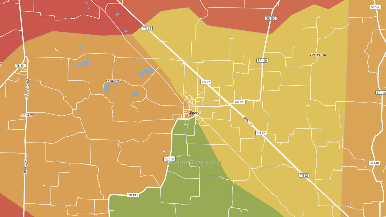 Gleason, TN Map of Drug-Related Crime Rates