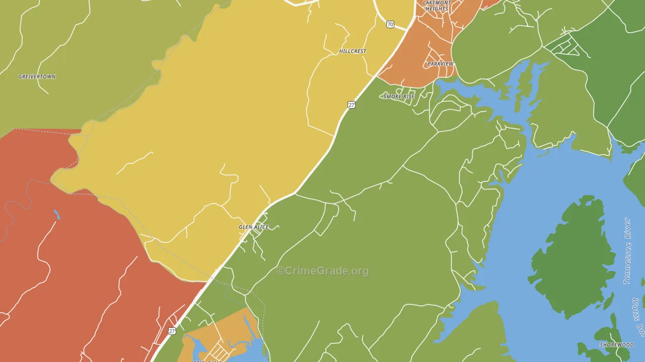 Glen Alice, TN Map of Drug-Related Crime Rates