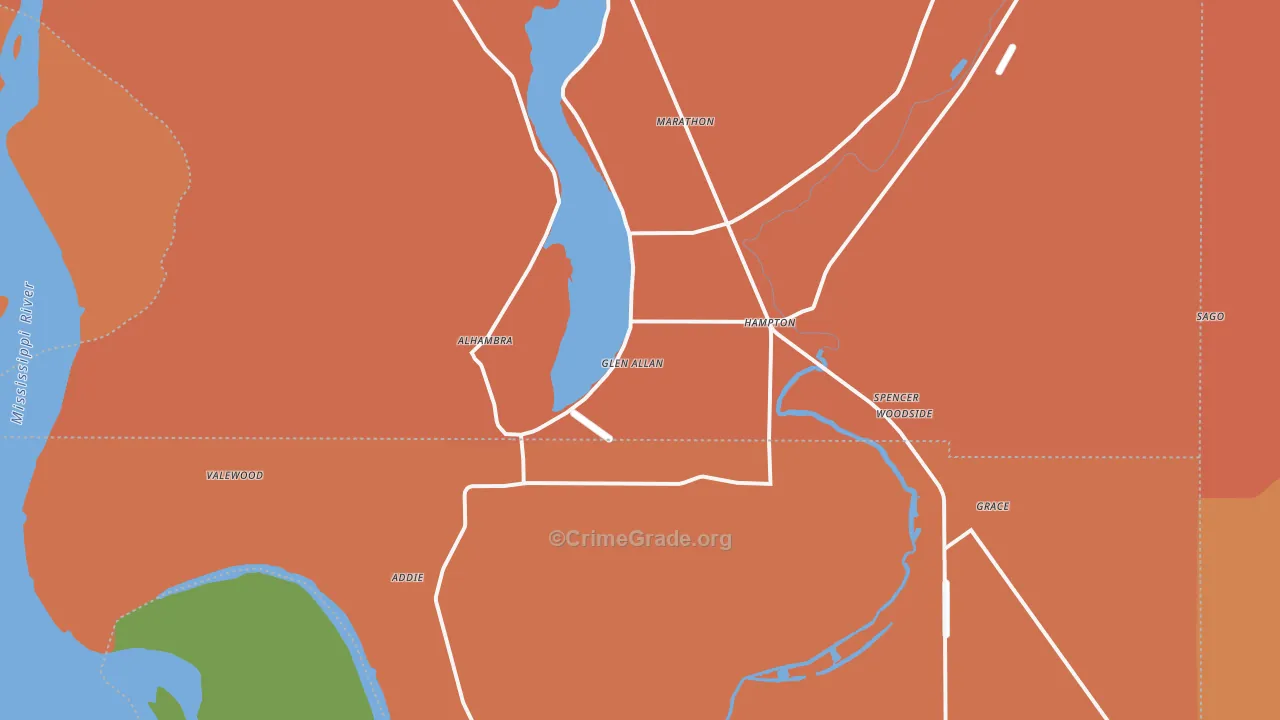 Glen Allan, MS Map of Drug-Related Crime Rates