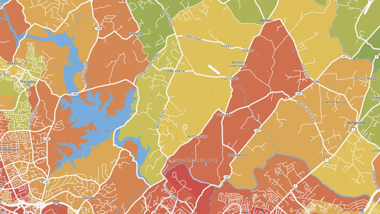 Glen Arm, MD Map of Drug-Related Crime Rates