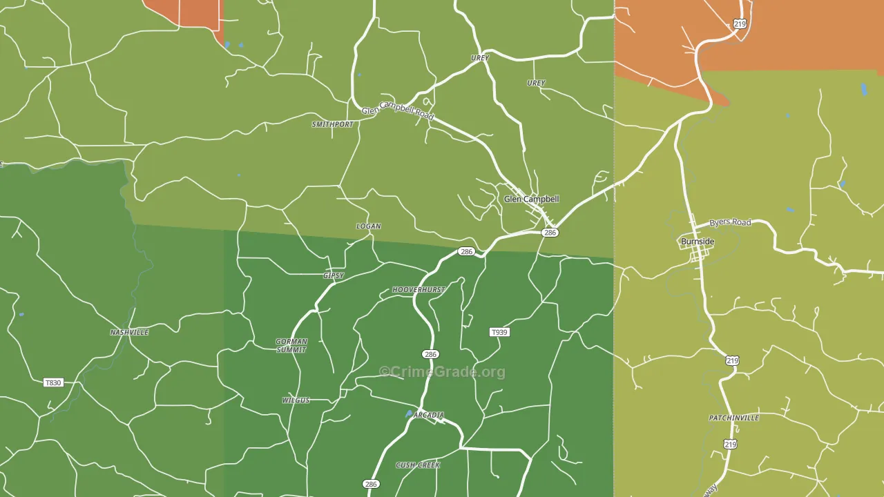 Glen Campbell, PA Map of Drug-Related Crime Rates