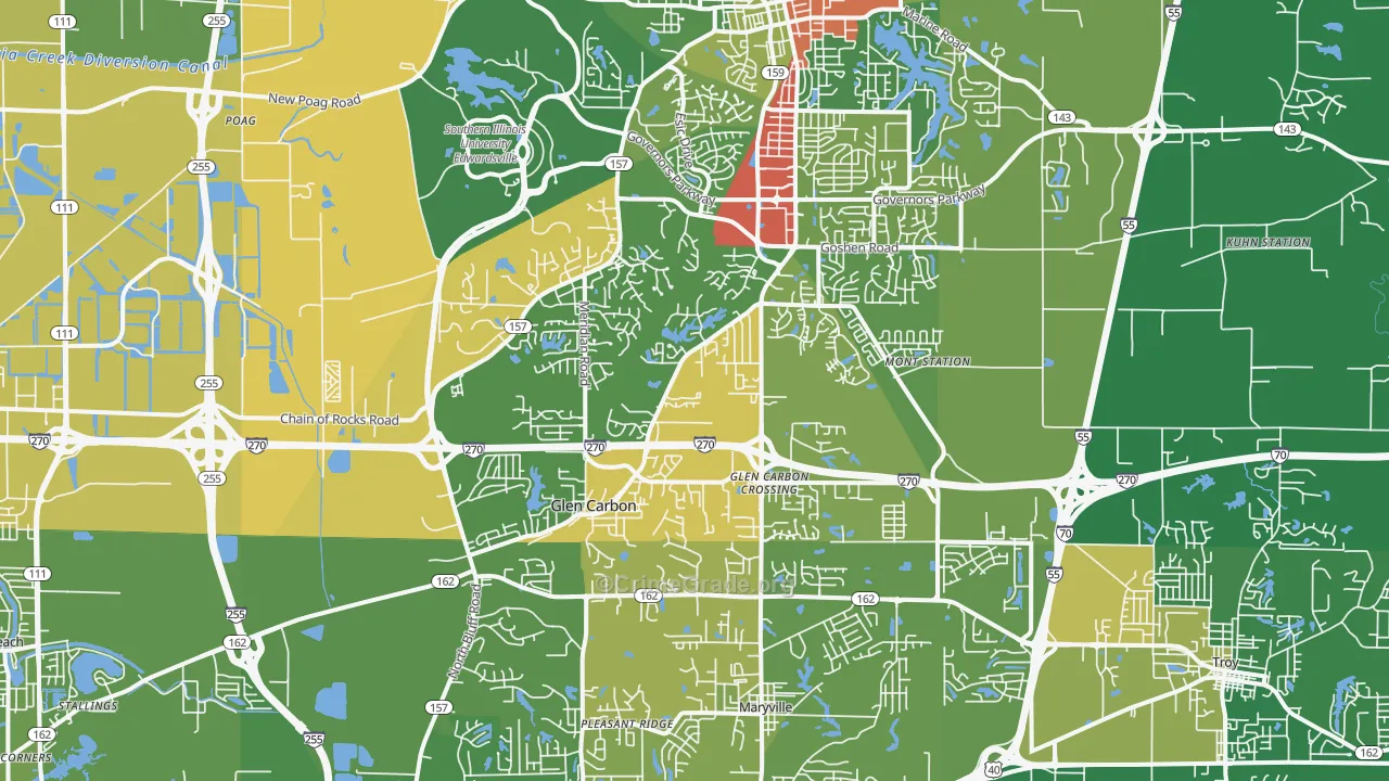 Glen Carbon, IL Map of Drug-Related Crime Rates