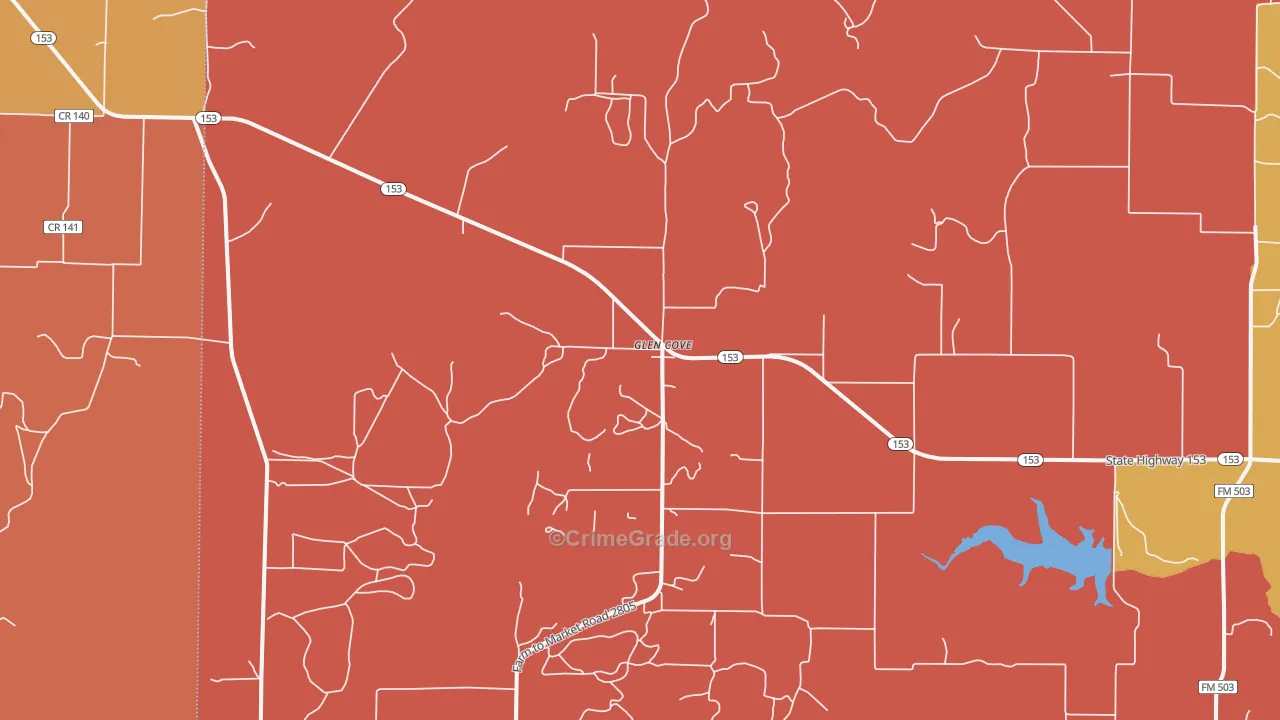 Glen Cove, TX Map of Drug-Related Crime Rates