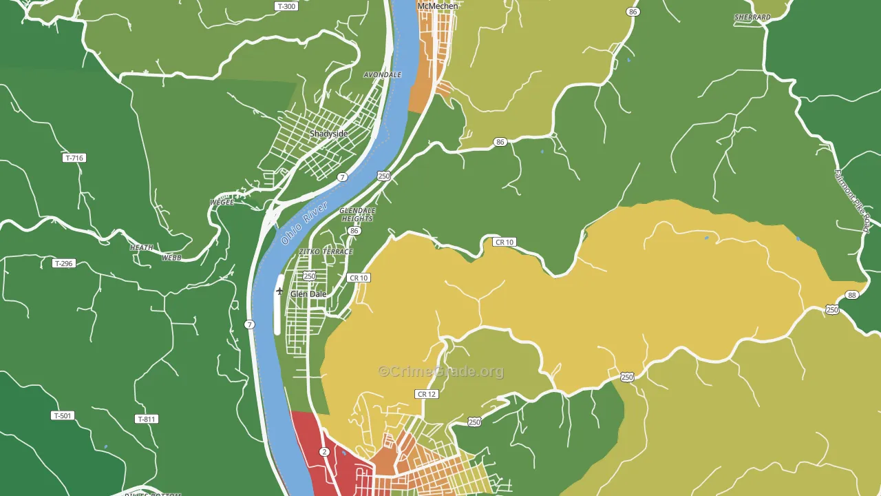 Glen Dale, WV Map of Drug-Related Crime Rates