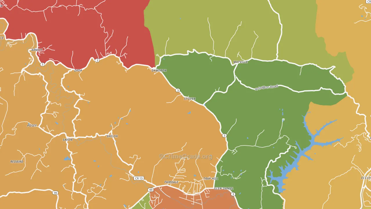 Glen Daniel, WV Map of Drug-Related Crime Rates