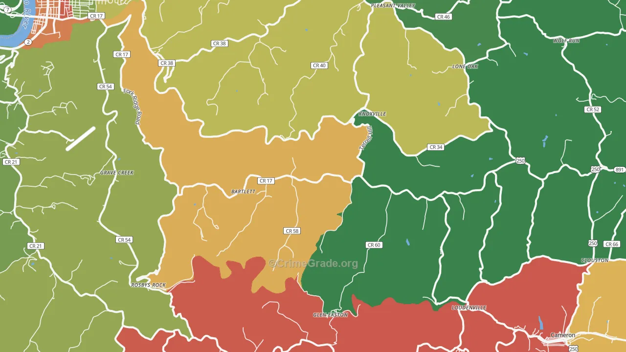 Glen Easton, WV Map of Drug-Related Crime Rates