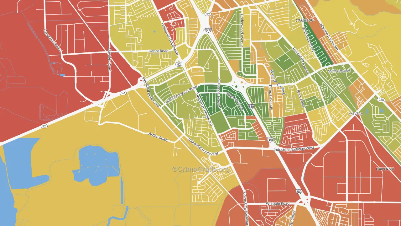 Glen Eden, Hayward, CA Map of Drug-Related Crime Rates