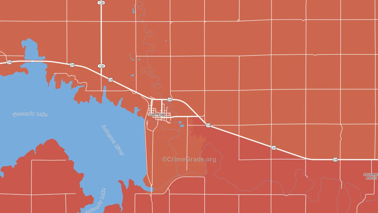 Glen Elder, KS Map of Drug-Related Crime Rates