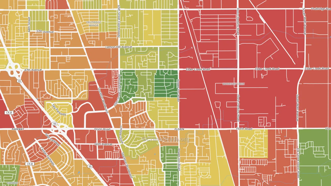 Glen Elder, Sacramento, CA Map of Drug-Related Crime Rates