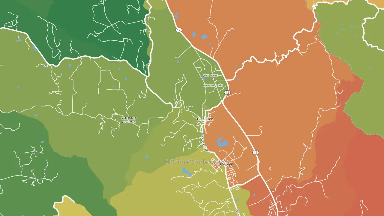 Glen Ellen, CA Map of Drug-Related Crime Rates