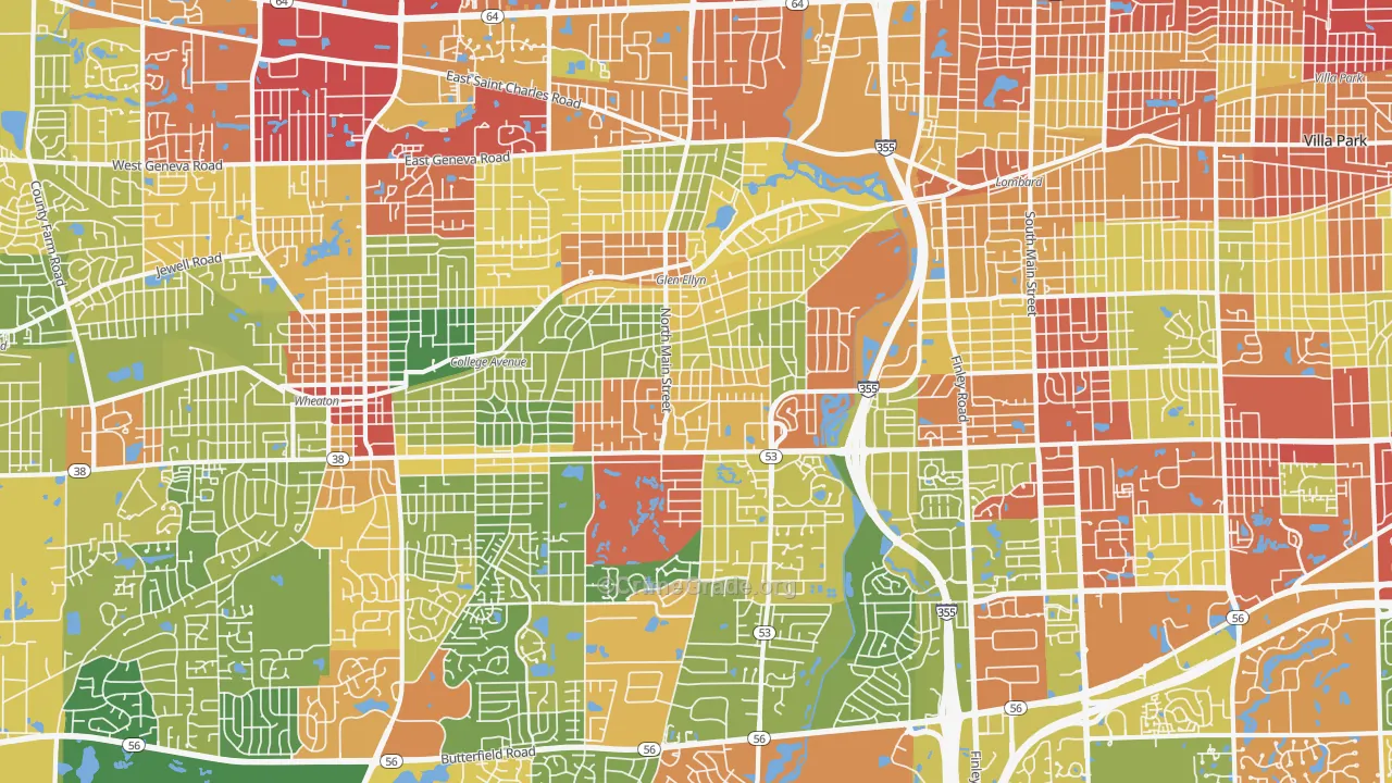 Glen Ellyn, IL Map of Drug-Related Crime Rates