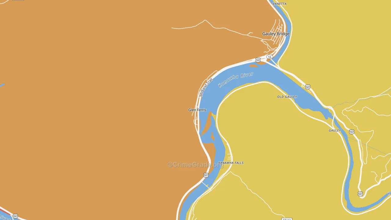 Glen Ferris, WV Map of Drug-Related Crime Rates