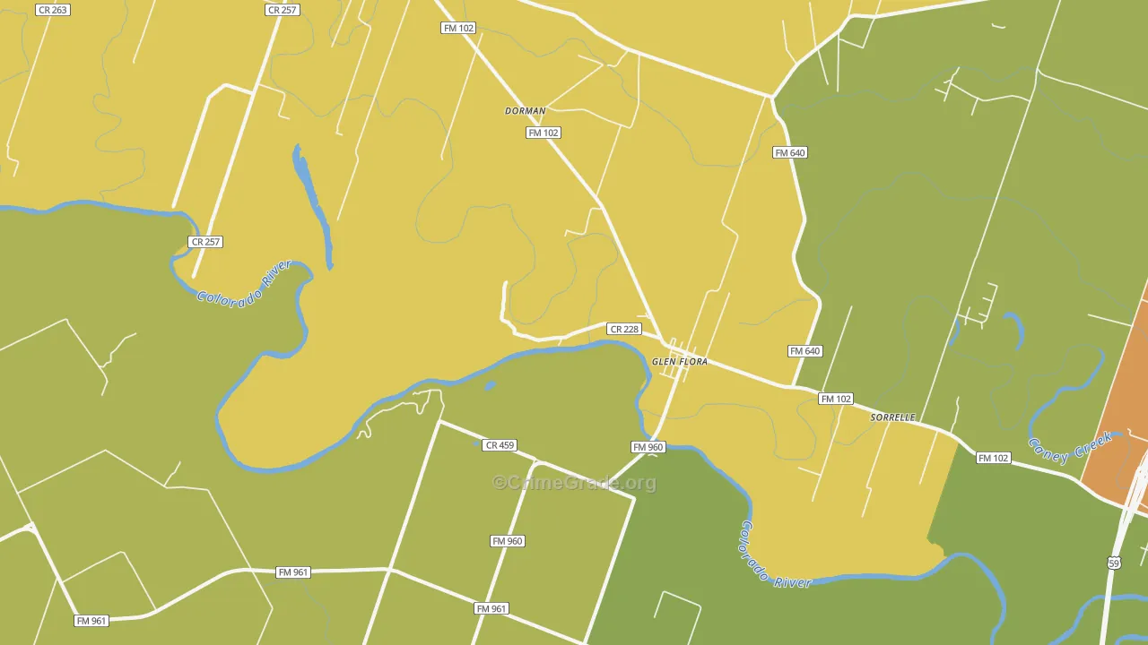Glen Flora, TX Map of Drug-Related Crime Rates