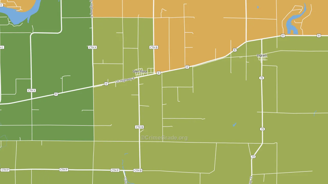 Glen Flora, WI Map of Drug-Related Crime Rates