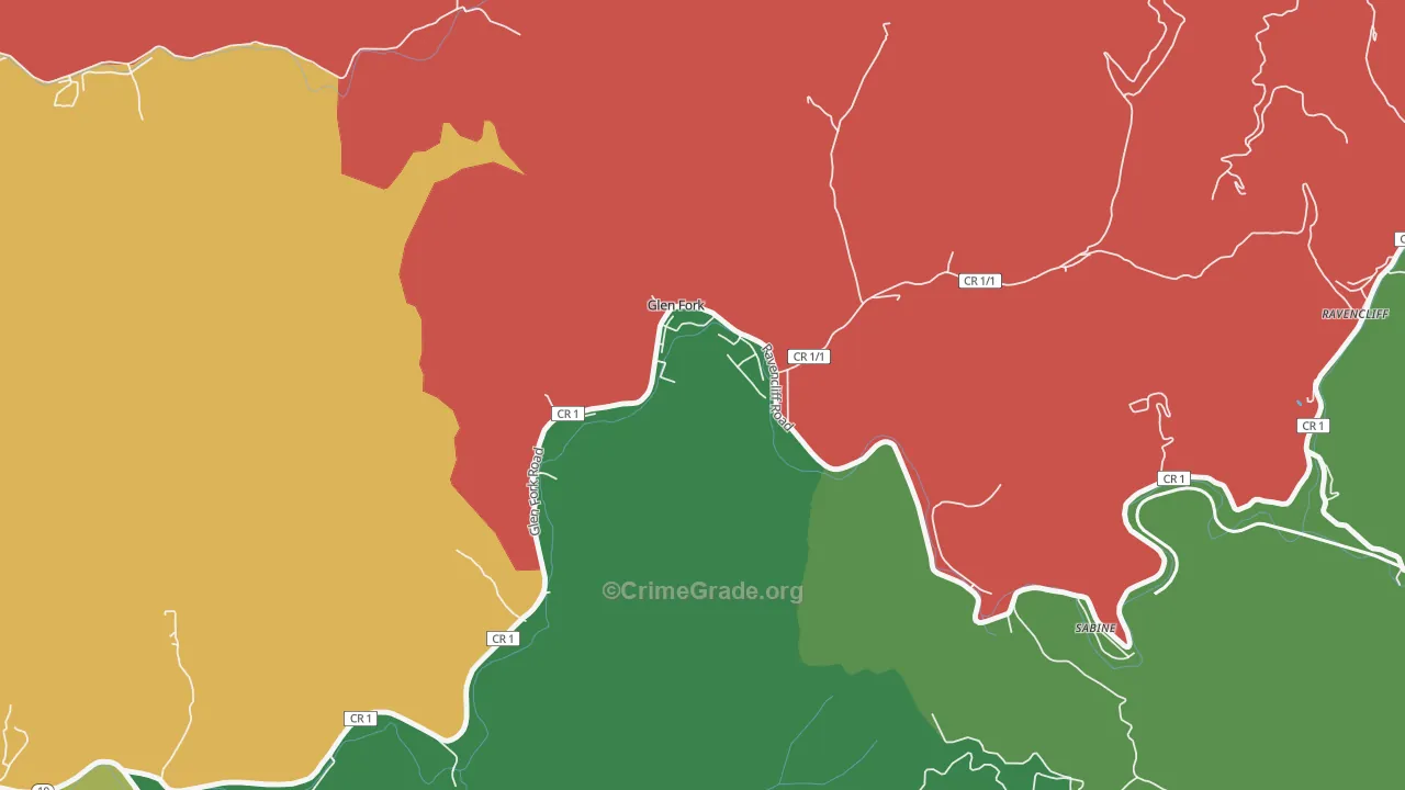 Glen Fork, WV Map of Drug-Related Crime Rates