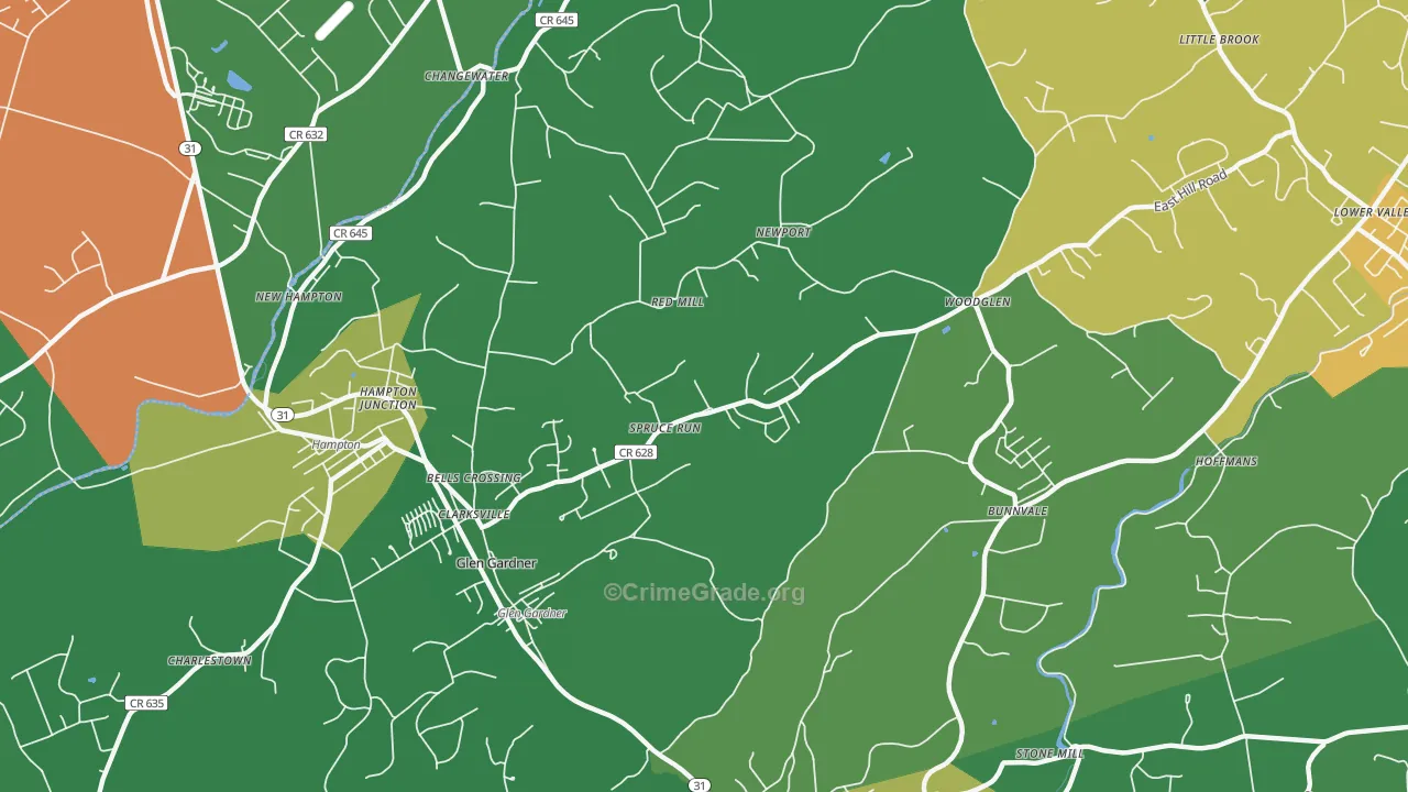 Glen Gardner, NJ Map of Drug-Related Crime Rates