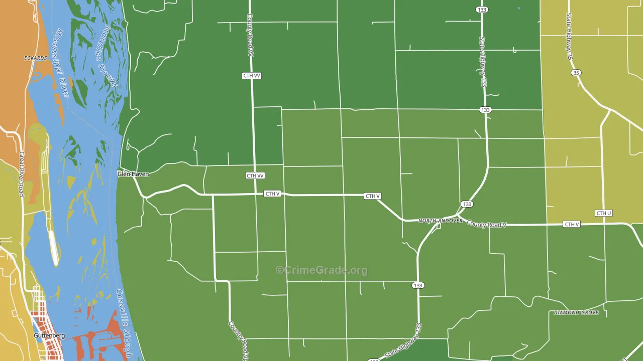Glen Haven, WI Map of Drug-Related Crime Rates