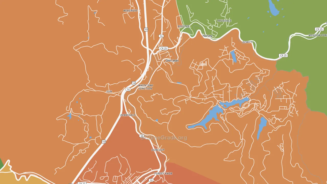 Glen Jean, WV Map of Drug-Related Crime Rates