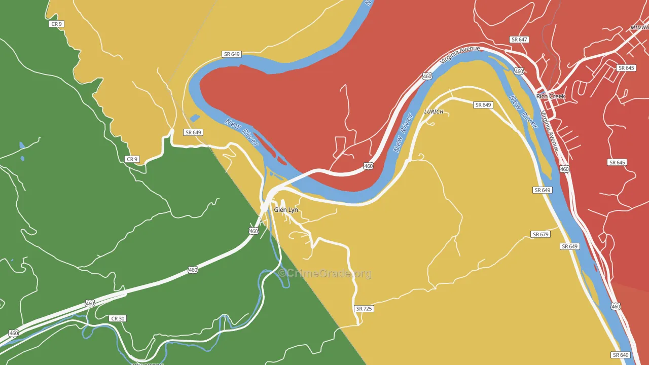 Glen Lyn, VA Map of Drug-Related Crime Rates