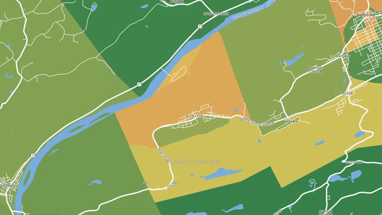 Glen Lyon, PA Map of Drug-Related Crime Rates