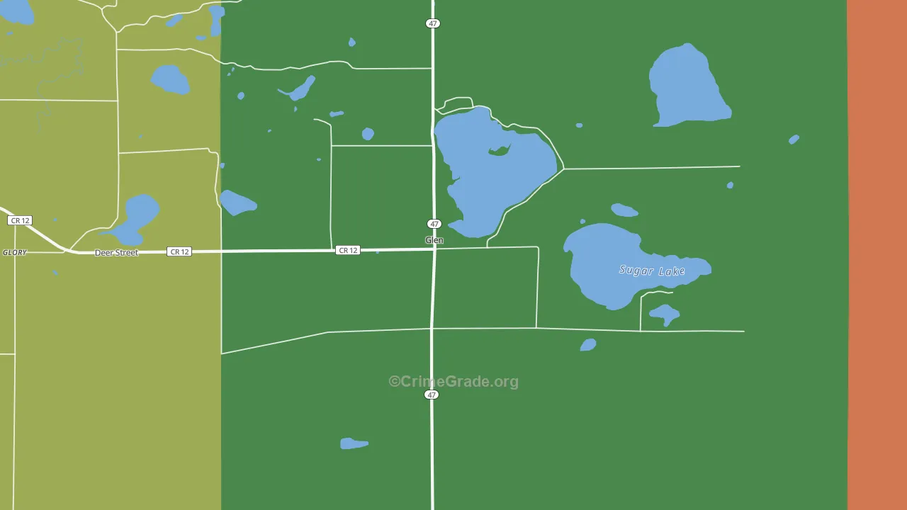 Glen, MN Map of Drug-Related Crime Rates