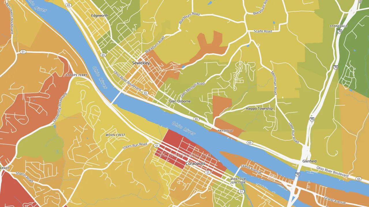 Glen Osborne, PA Map of Drug-Related Crime Rates