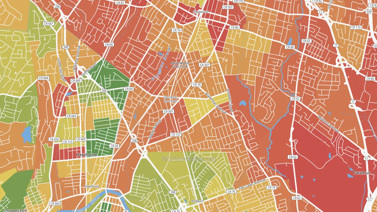 Glen Rock, NJ Map of Drug-Related Crime Rates