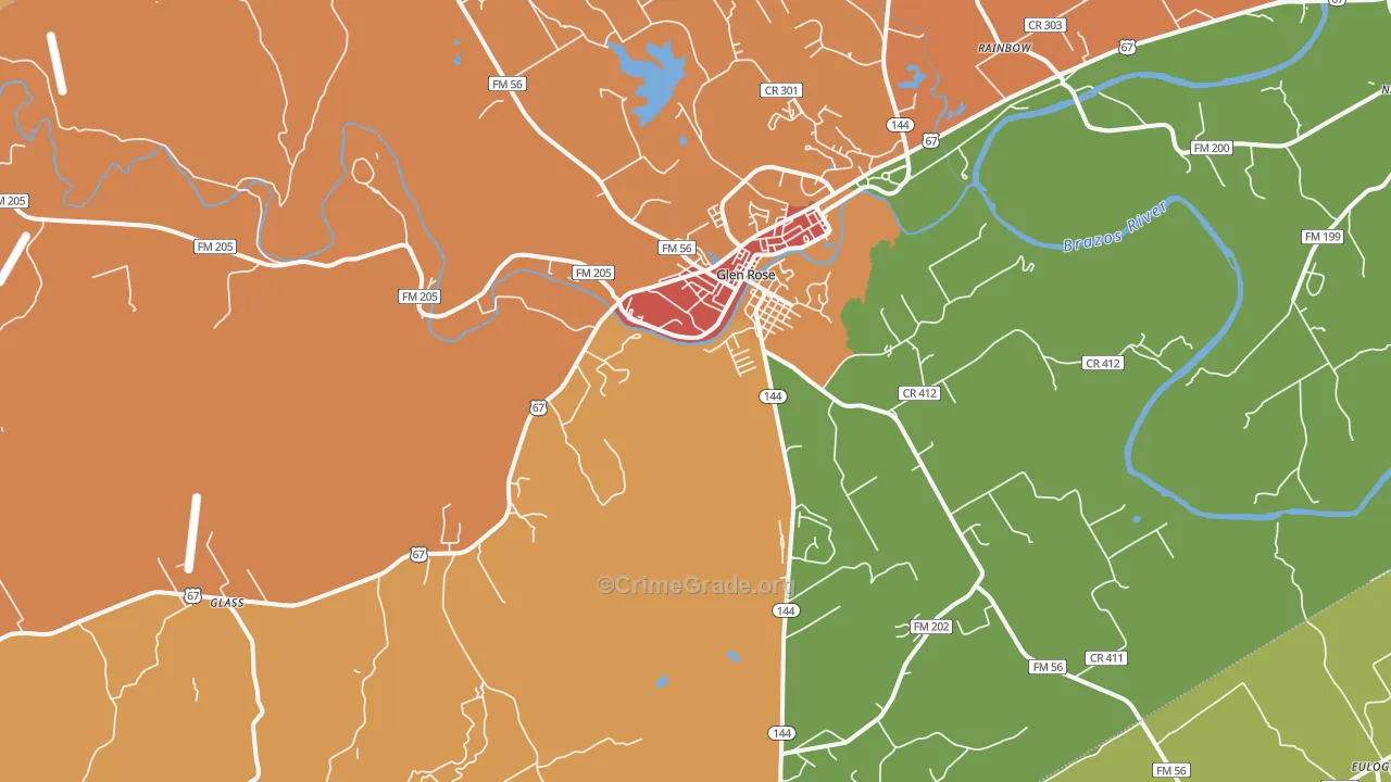 Glen Rose, TX Map of Drug-Related Crime Rates