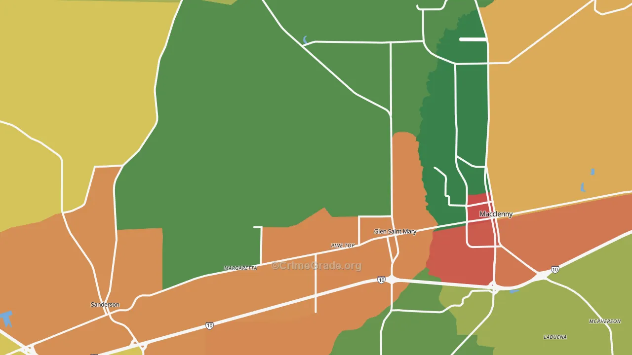 Glen St. Mary, FL Map of Drug-Related Crime Rates