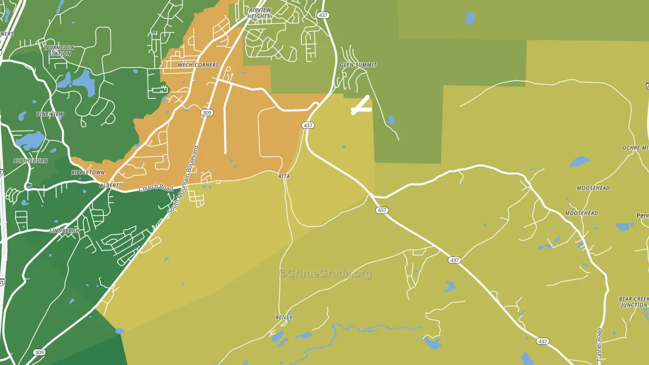 Glen Summit, PA Map of Drug-Related Crime Rates
