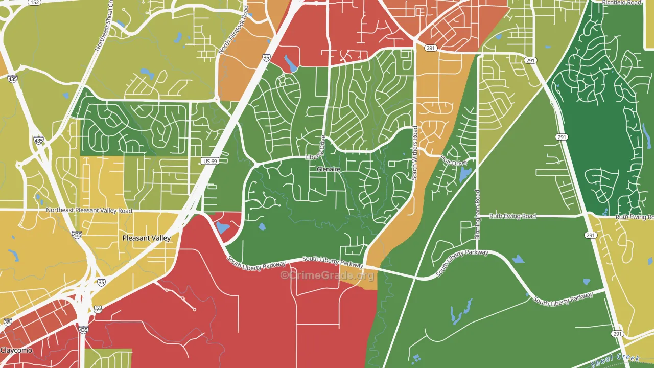 Glenaire, MO Map of Drug-Related Crime Rates