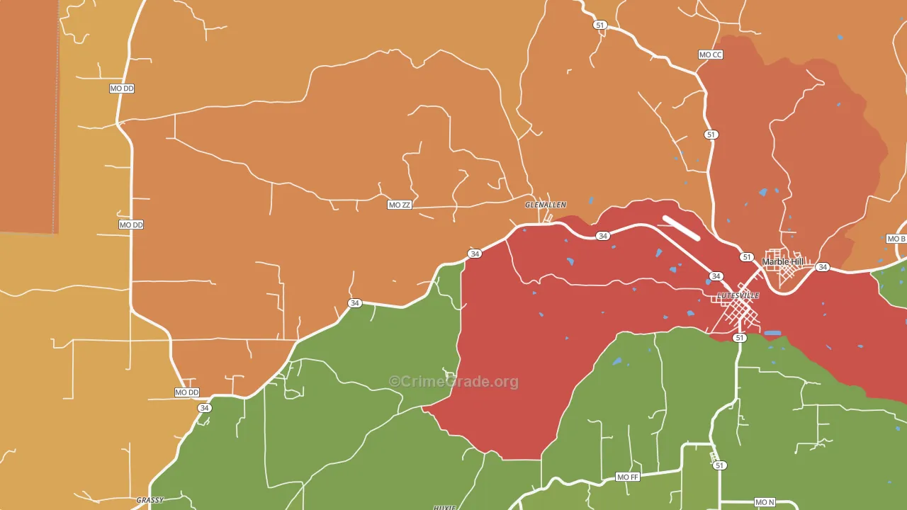 Glenallen, MO Map of Drug-Related Crime Rates