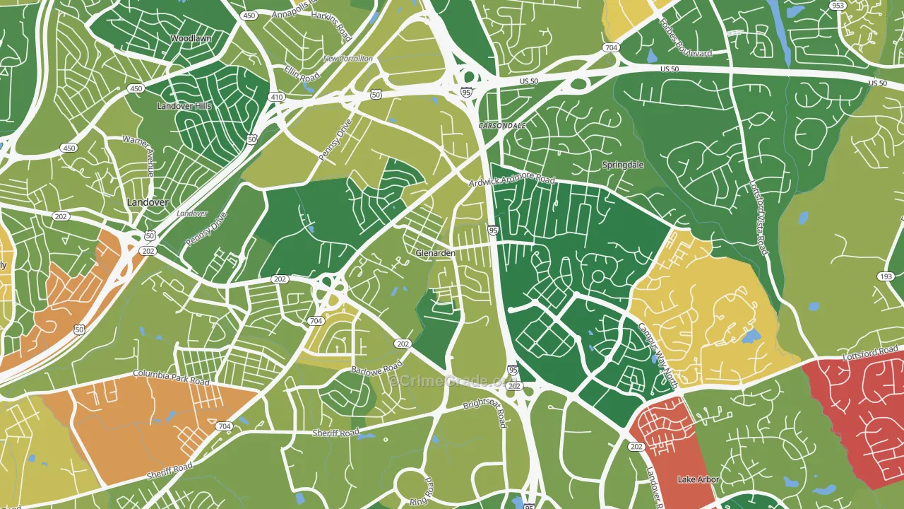 Glenarden, MD Map of Drug-Related Crime Rates