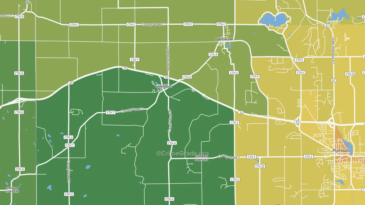 Glenbeulah, WI Map of Drug-Related Crime Rates