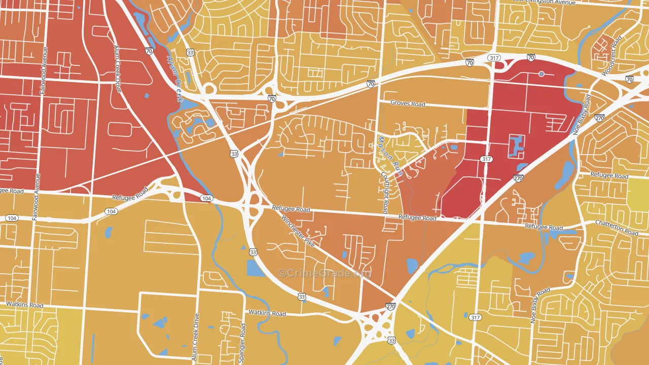 Glenbrook, Columbus, OH Map of Drug-Related Crime Rates