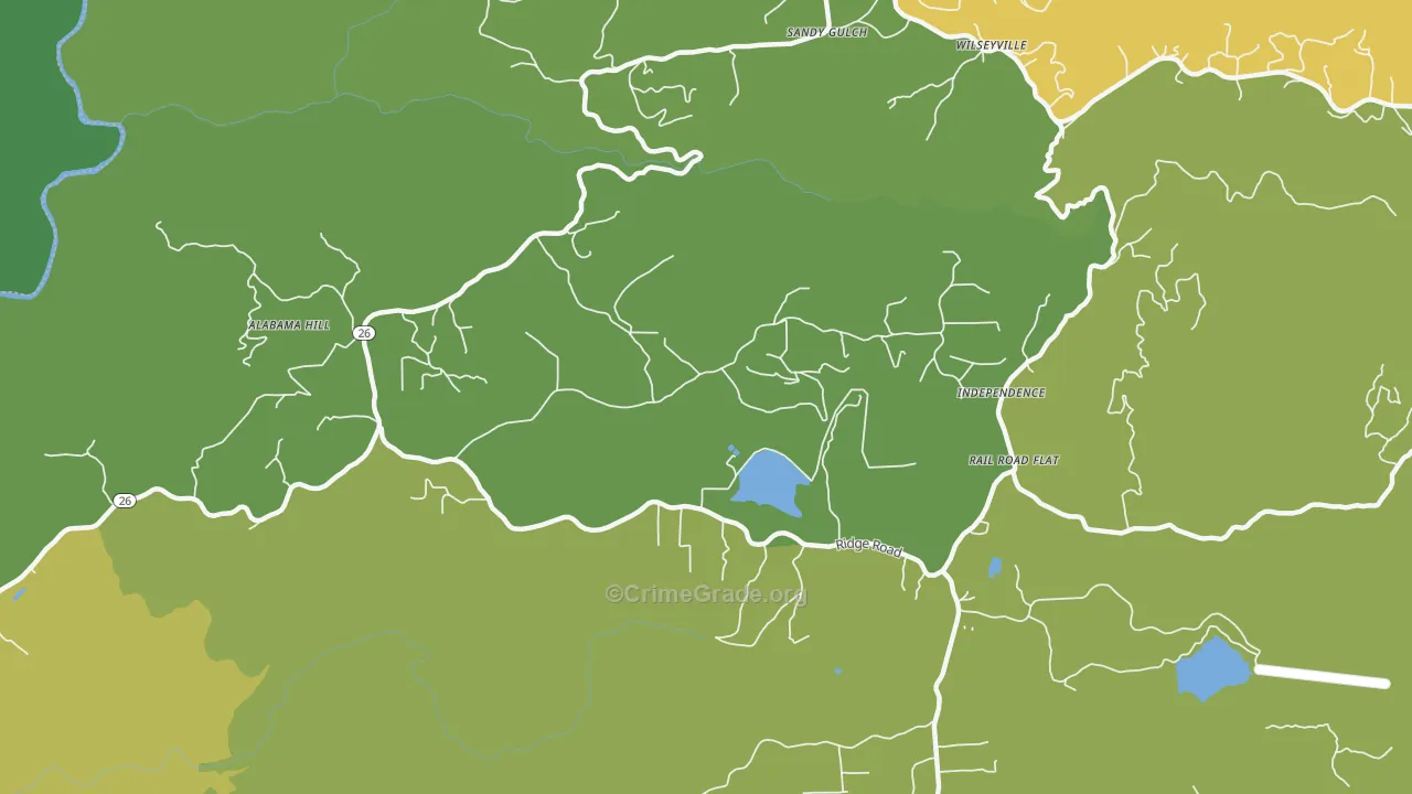 Glencoe, CA Map of Drug-Related Crime Rates