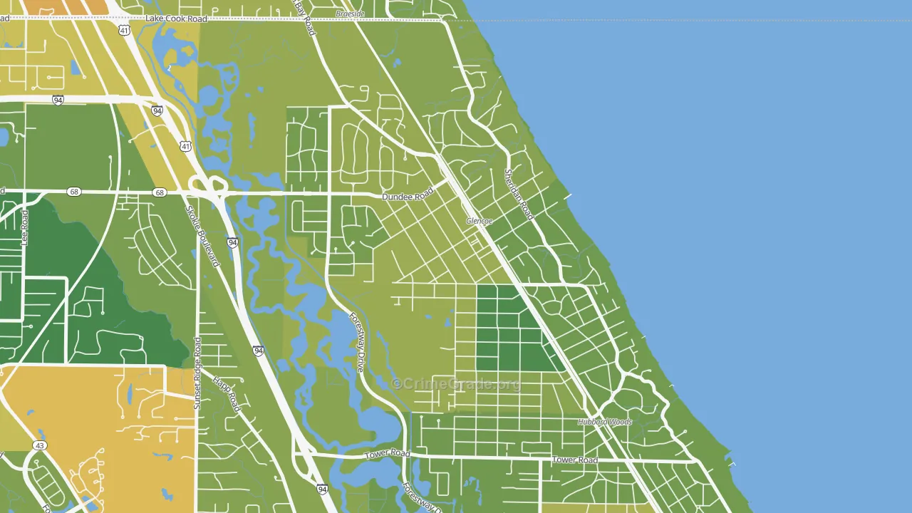 Glencoe, IL Map of Drug-Related Crime Rates