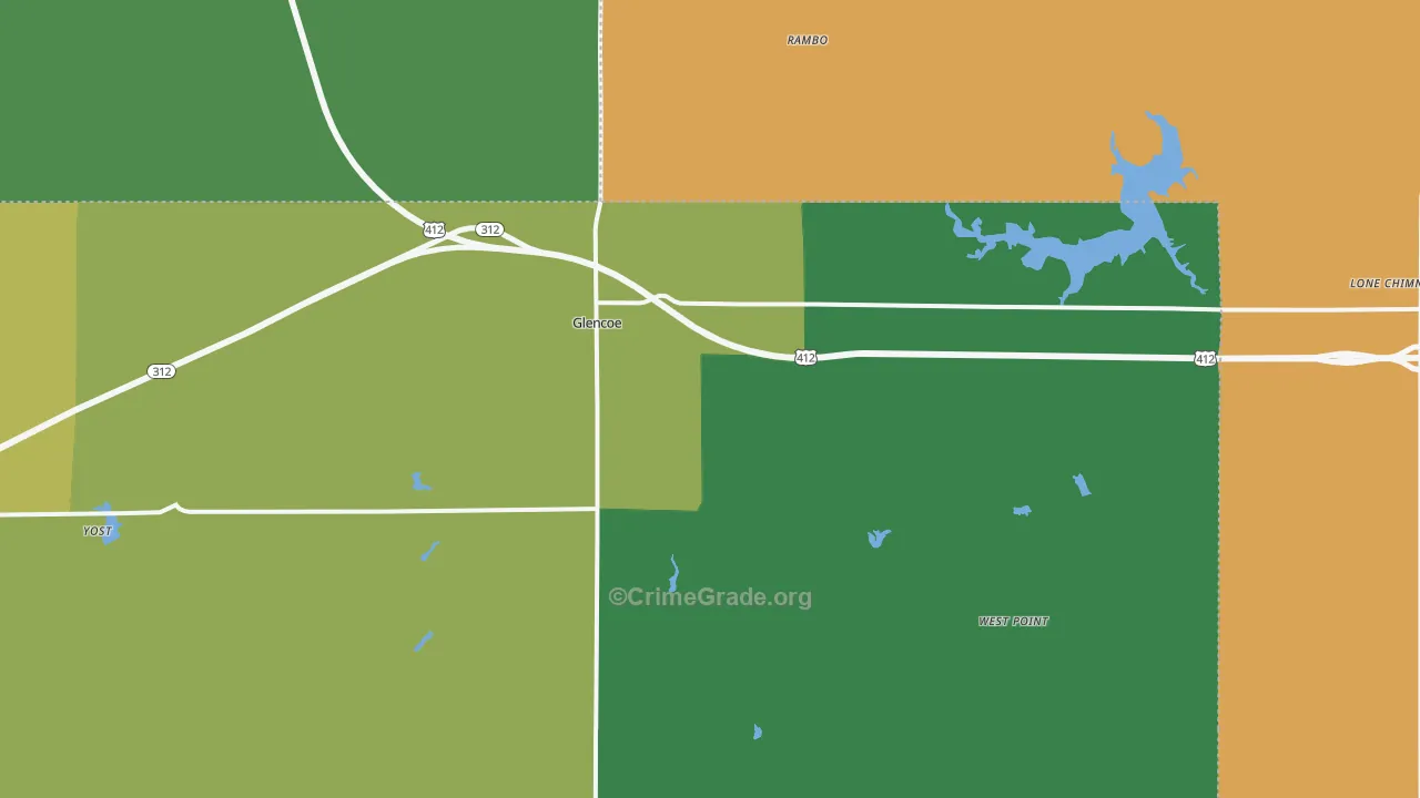Glencoe, OK Map of Drug-Related Crime Rates