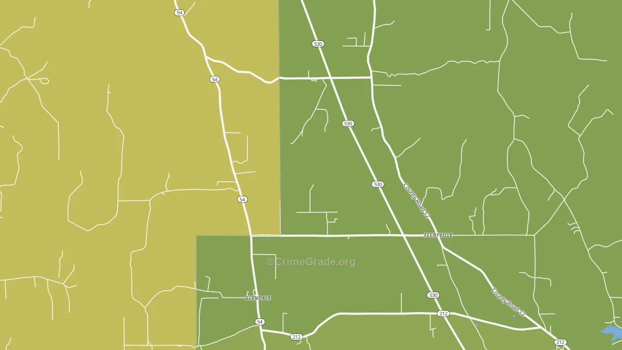 Glendale, AR Map of Drug-Related Crime Rates
