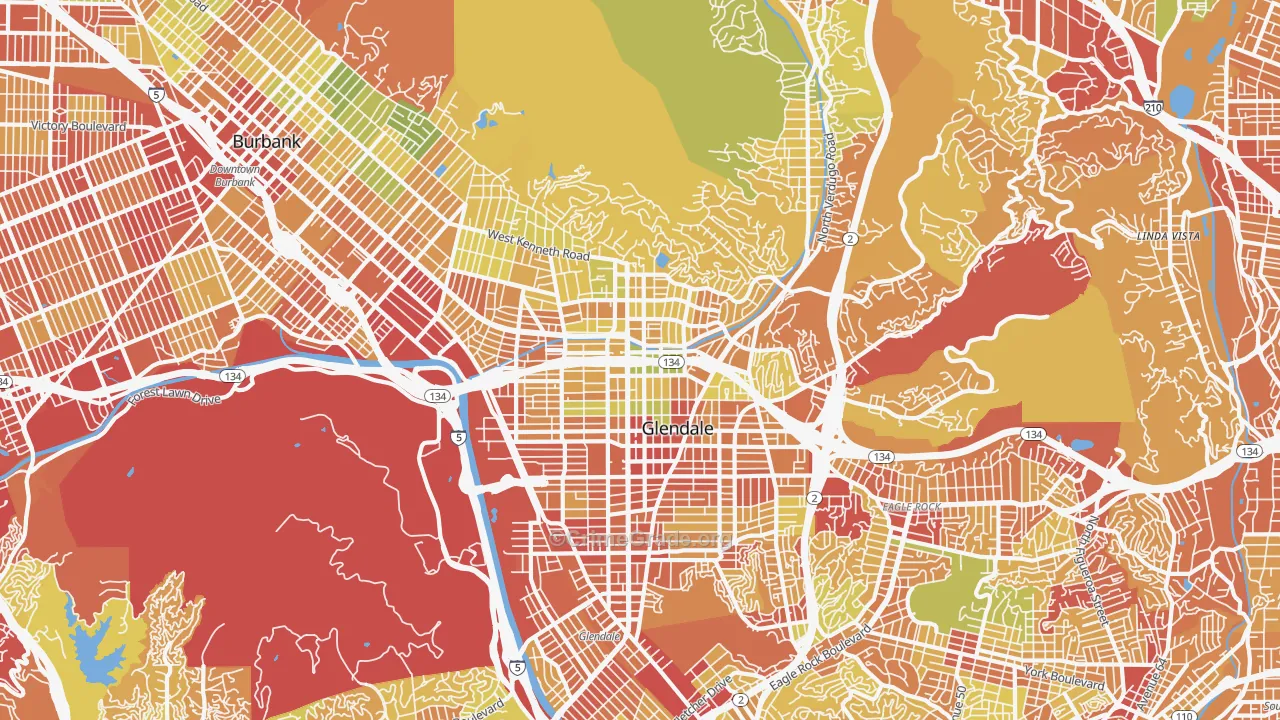 Glendale, CA Map of Drug-Related Crime Rates