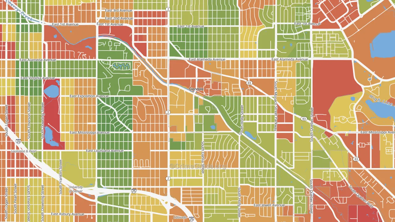 Glendale, CO Map of Drug-Related Crime Rates